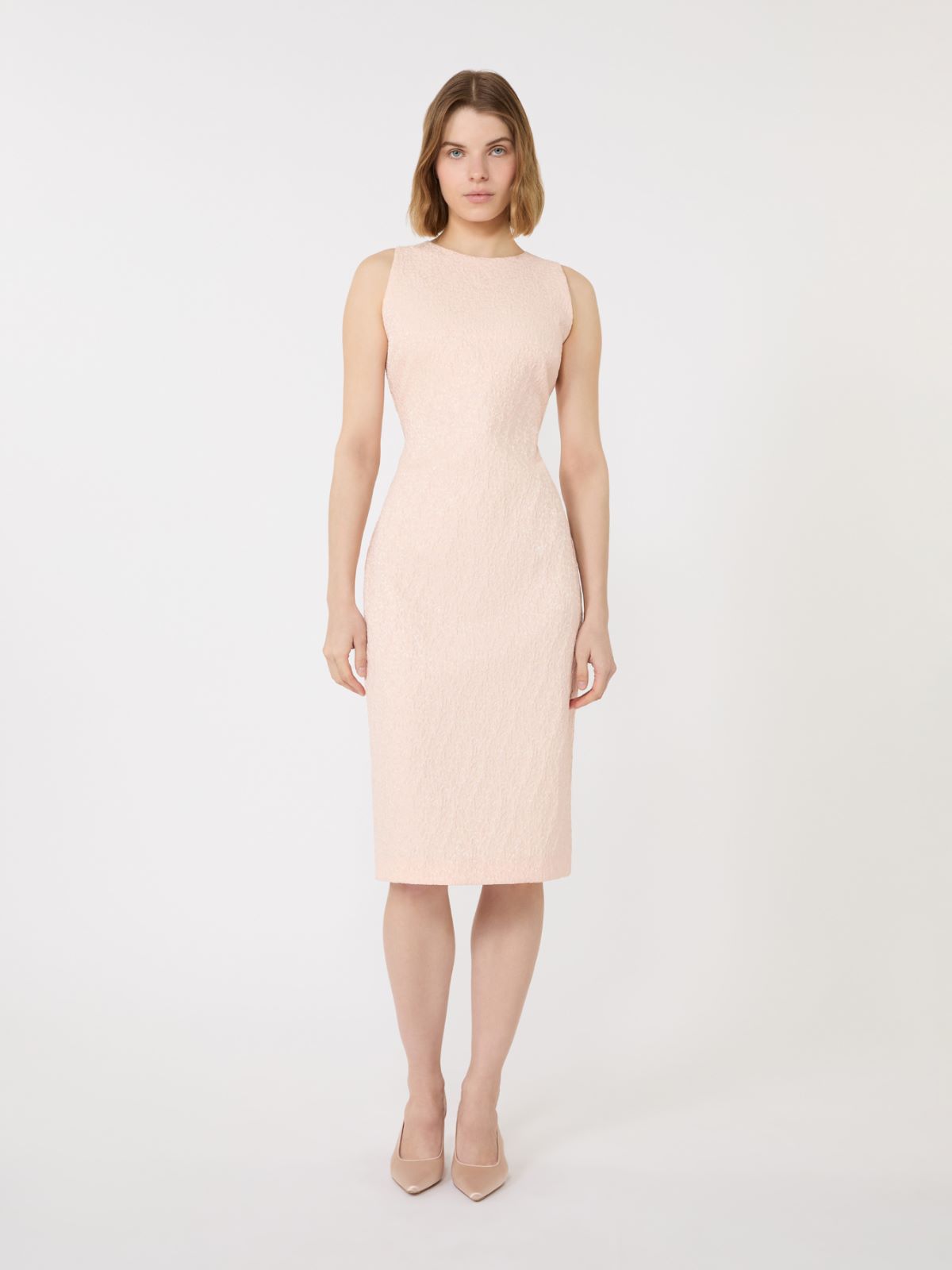 Jacquard cloque dress - POWDER - 2