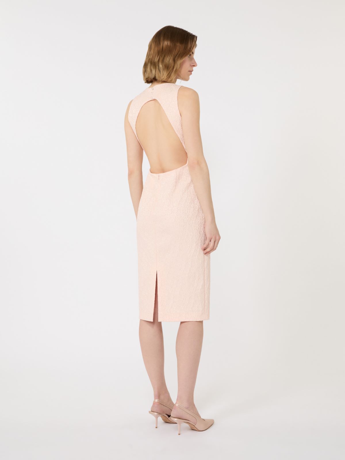 Jacquard cloque dress - POWDER - 3