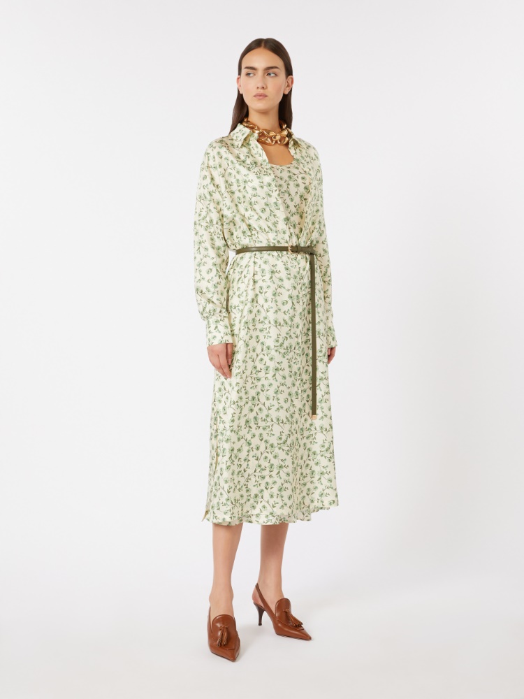 Printed silk twill dress - IVORY - Max Mara