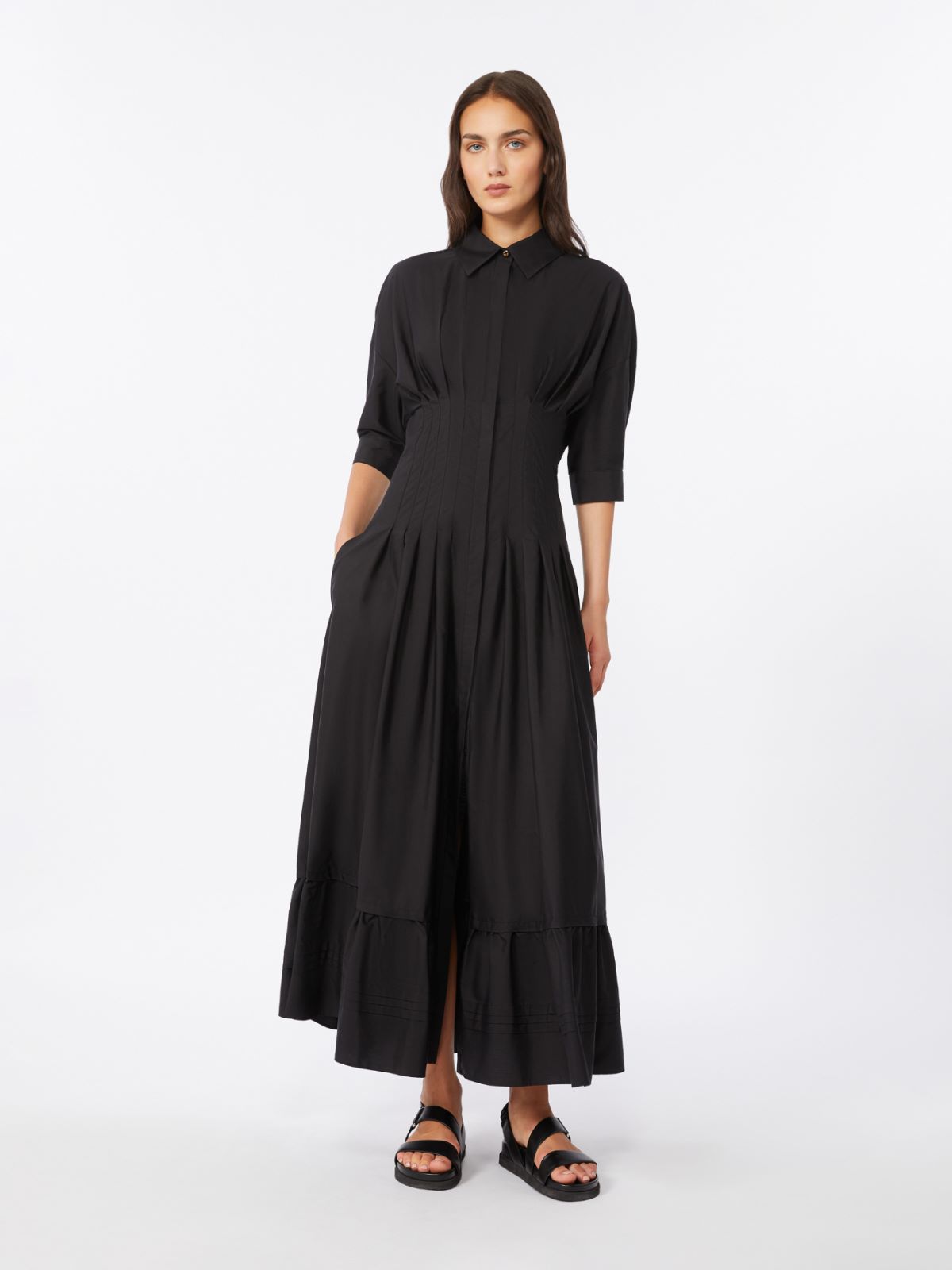 Robe en popeline de coton - NOIR - 2