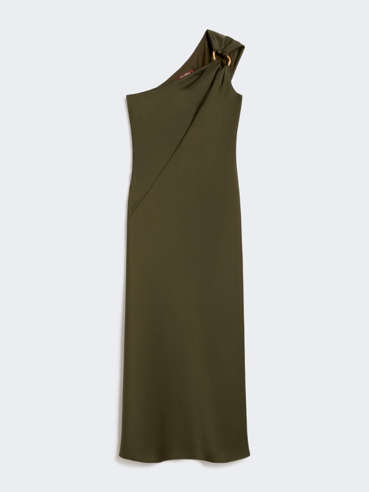 Shiny satin one-shoulder dress - MOSS GREEN - Max Mara