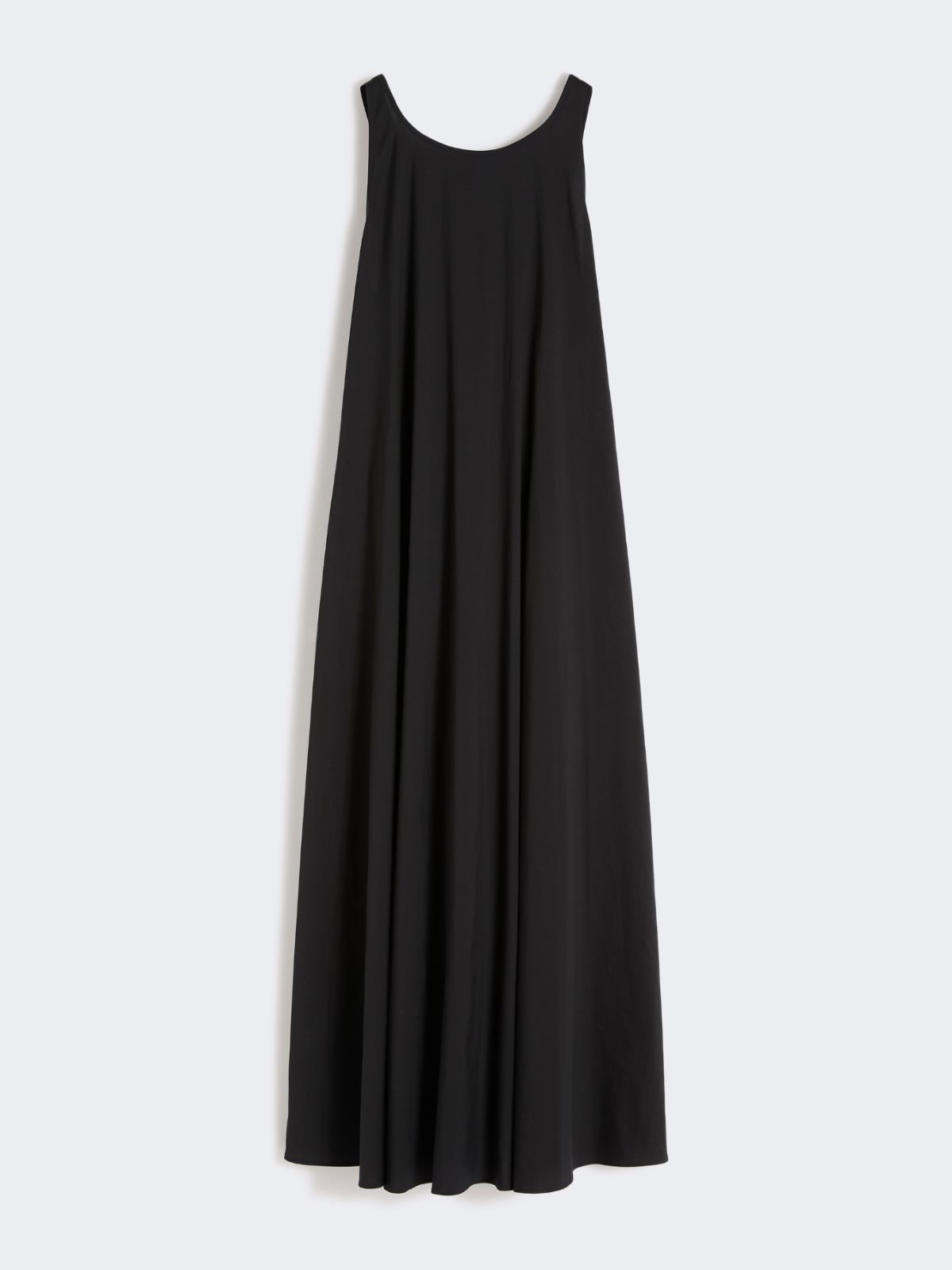 Flared stretch poplin dress - BLACK - 5