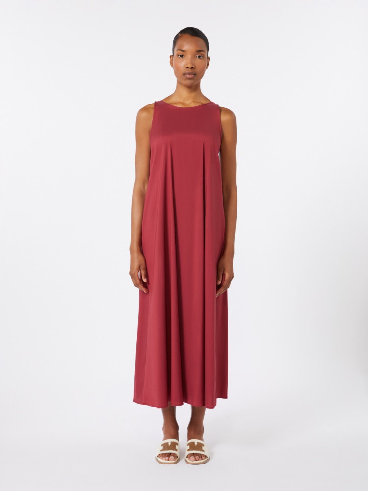 Flared stretch poplin dress - GERANIUM - 2