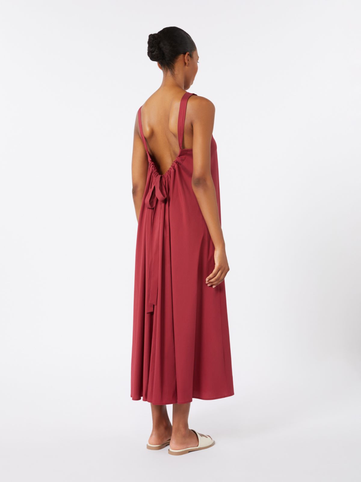 Flared stretch poplin dress - GERANIUM - 3