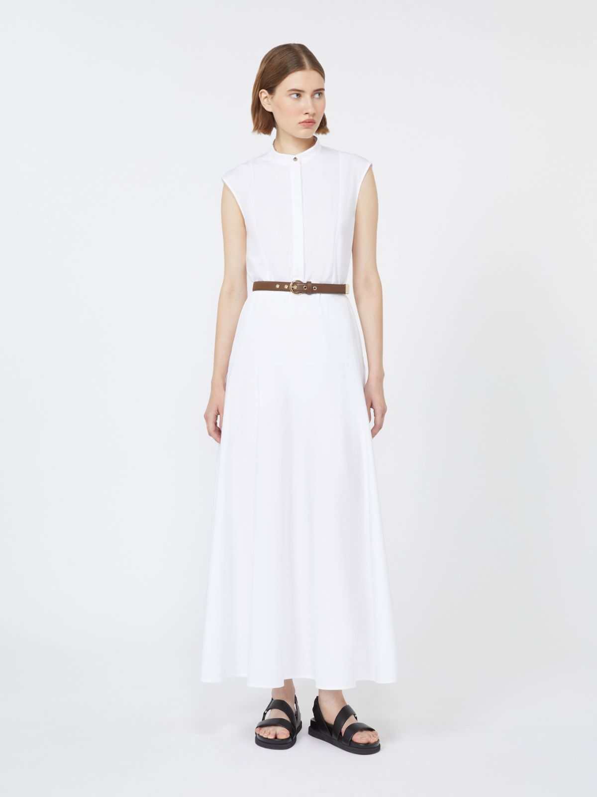 Cotton poplin circle dress - OPTICAL WHITE - Max Mara - 9