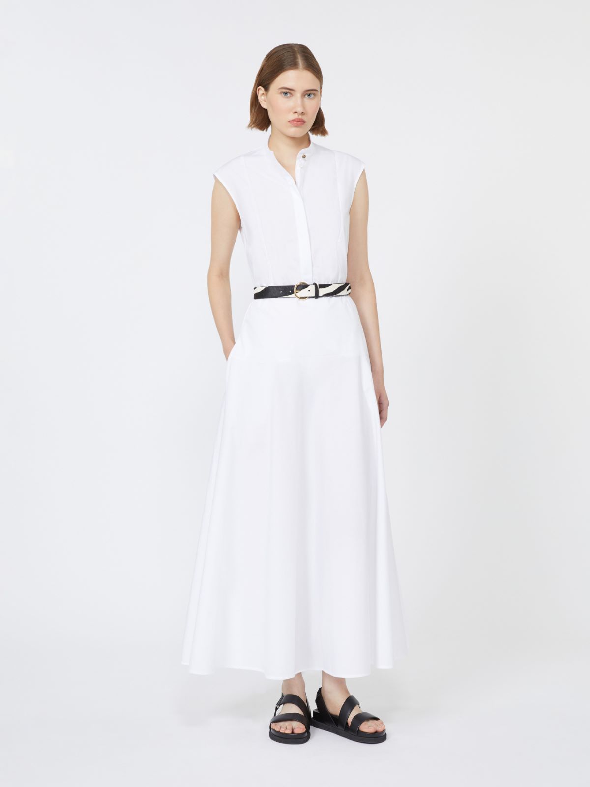 Cotton poplin circle dress - OPTICAL WHITE - Max Mara - 9