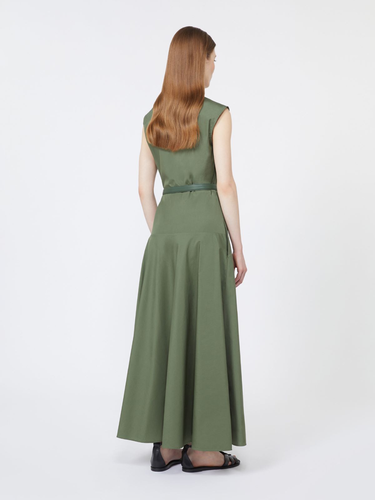 Kleid aus Baumwollpopeline mit Tellerrock - KHAKI - Max Mara - 10
