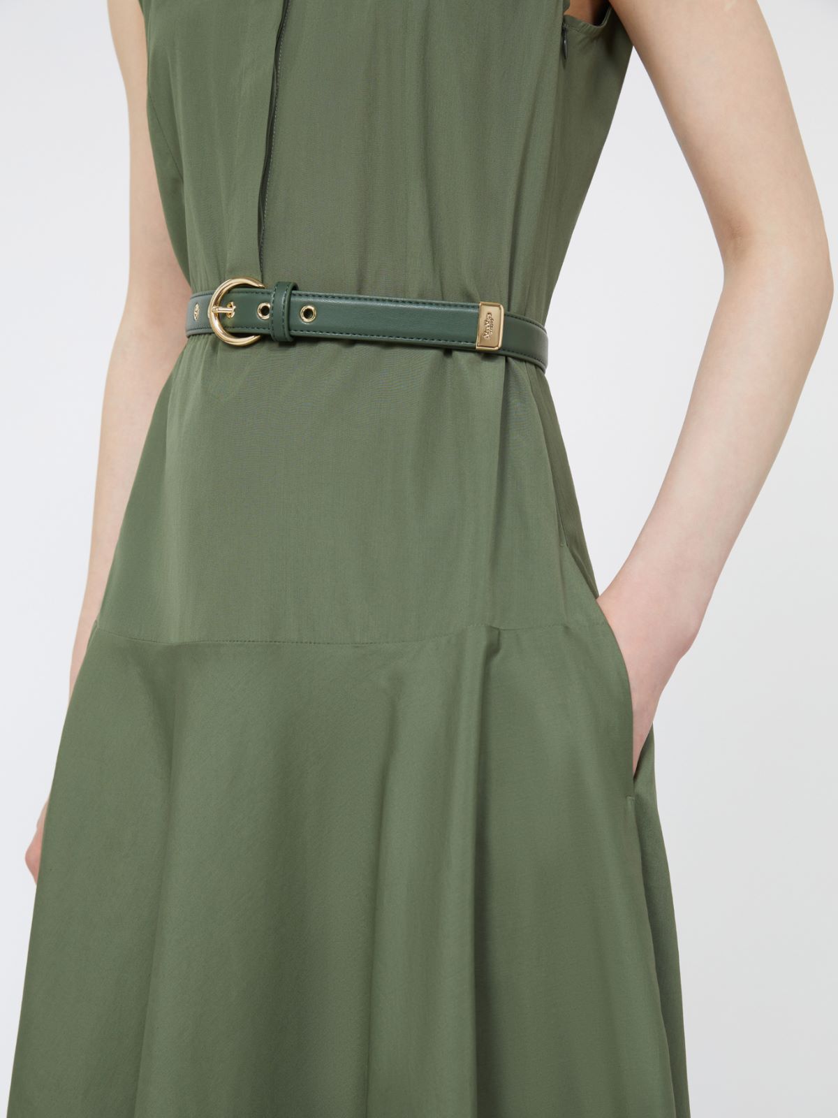 Kleid aus Baumwollpopeline mit Tellerrock - KHAKI - Max Mara - 10