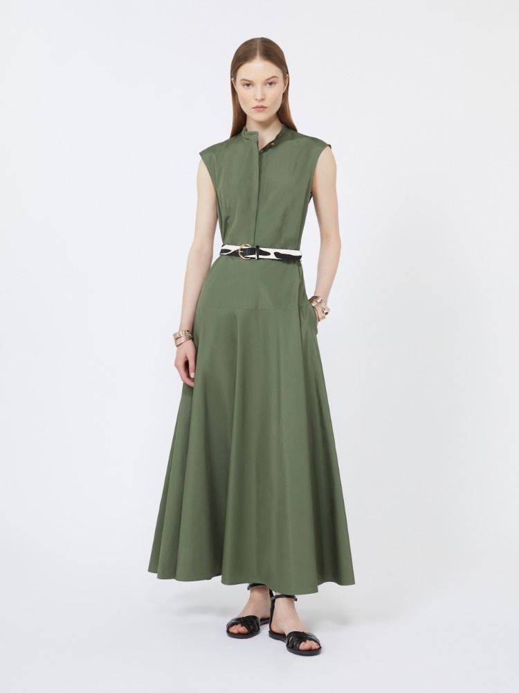 Kleid aus Baumwollpopeline mit Tellerrock - KHAKI - Max Mara