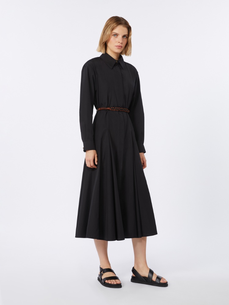 Robe-chemise longue en popeline - NOIR - Max Mara - 2
