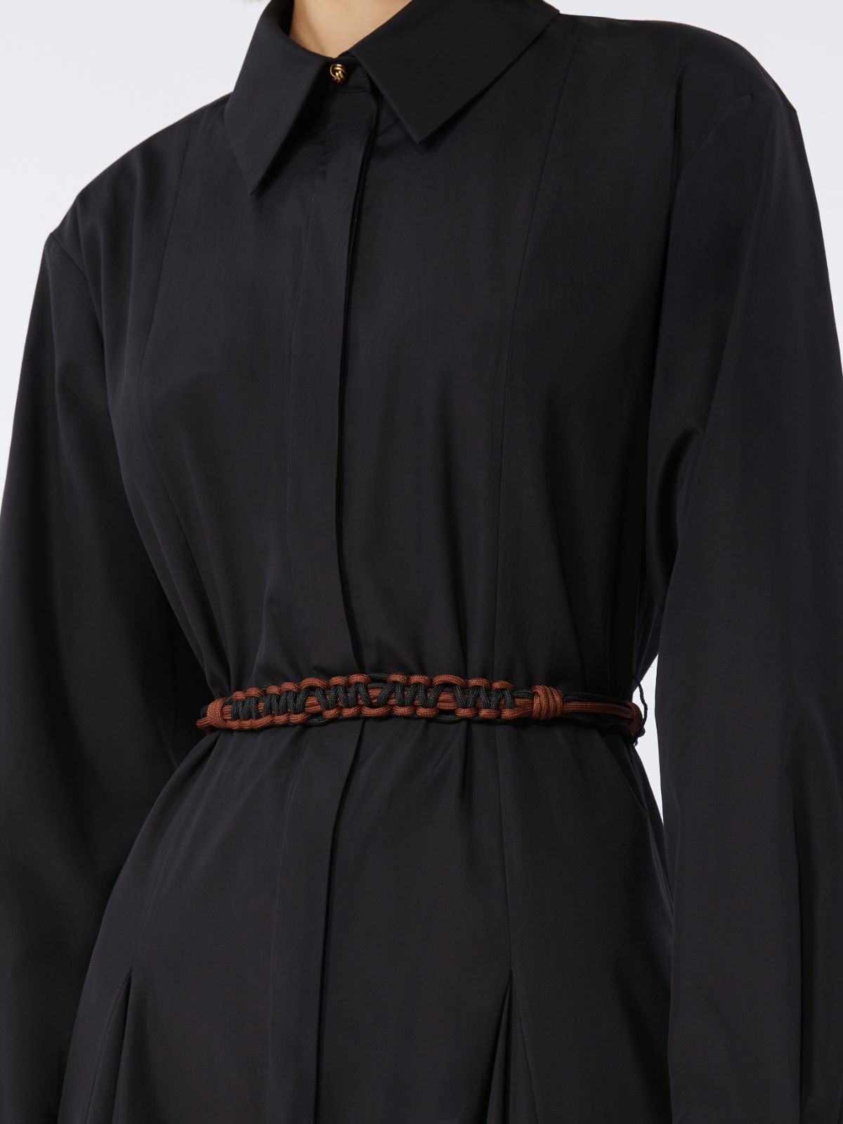 Robe-chemise longue en popeline - NOIR - Max Mara - 4