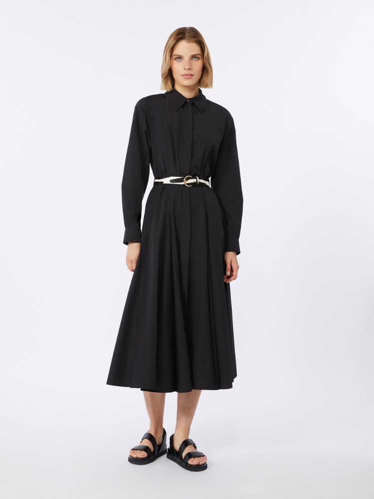 Robe-chemise longue en popeline - NOIR - Max Mara - 1