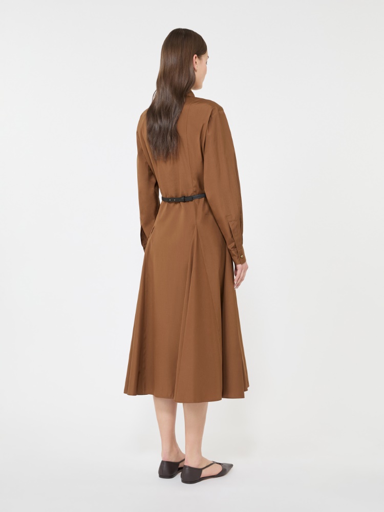 Robe-chemise longue en popeline - ARGILE - 3