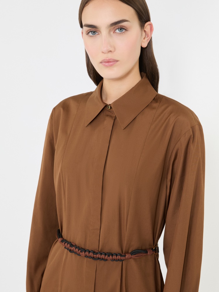 Robe-chemise longue en popeline - ARGILE - 4