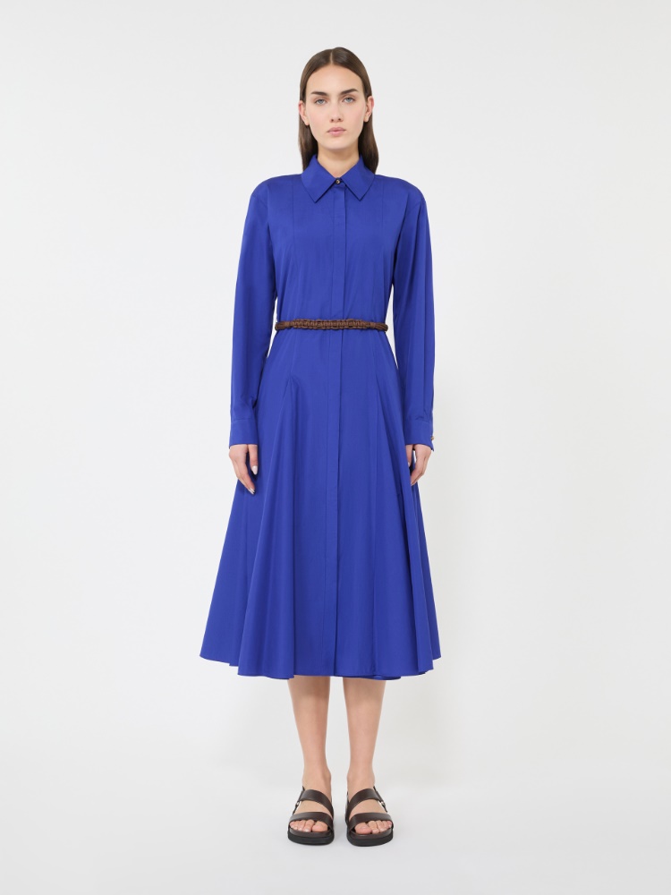 Robe-chemise longue en popeline - BLEU - 2