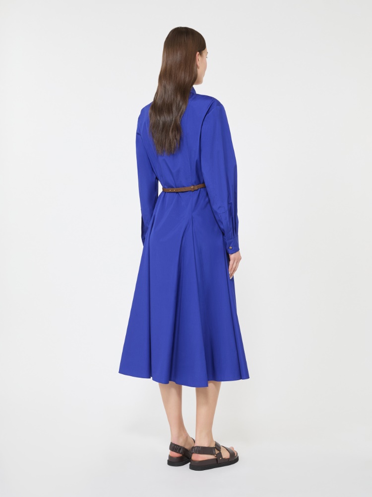 Robe-chemise longue en popeline - BLEU - 3