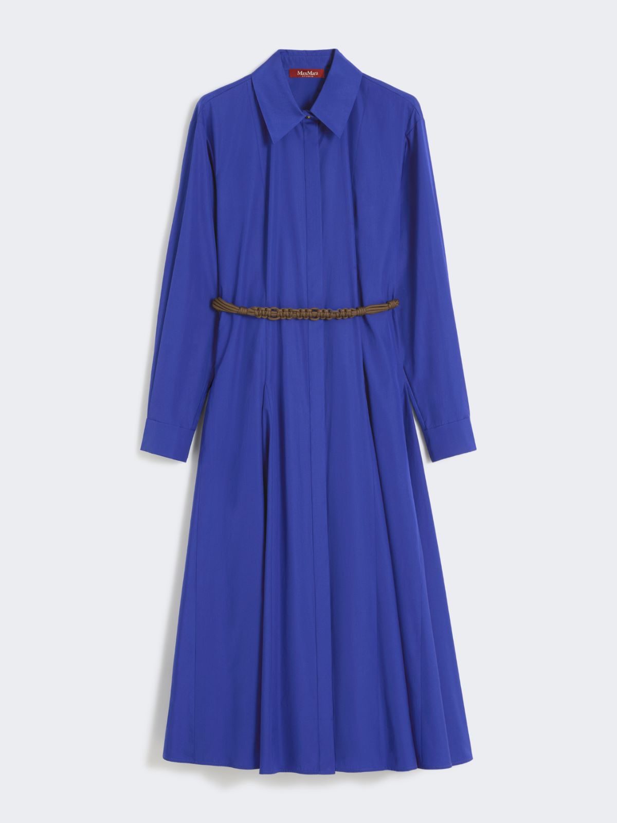 Robe-chemise longue en popeline - BLEU - 5