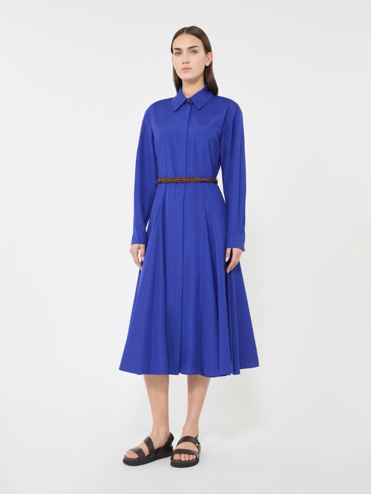 Robe-chemise longue en popeline - BLEU