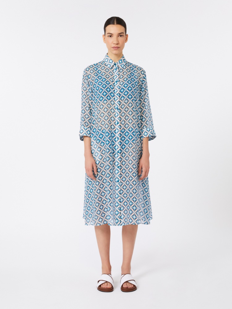 Bedrucktes Hemdblusenkleid aus Seide und Baumwolle - WEISS - Max Mara - 2