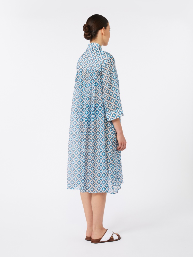 Bedrucktes Hemdblusenkleid aus Seide und Baumwolle - WEISS - Max Mara - 3
