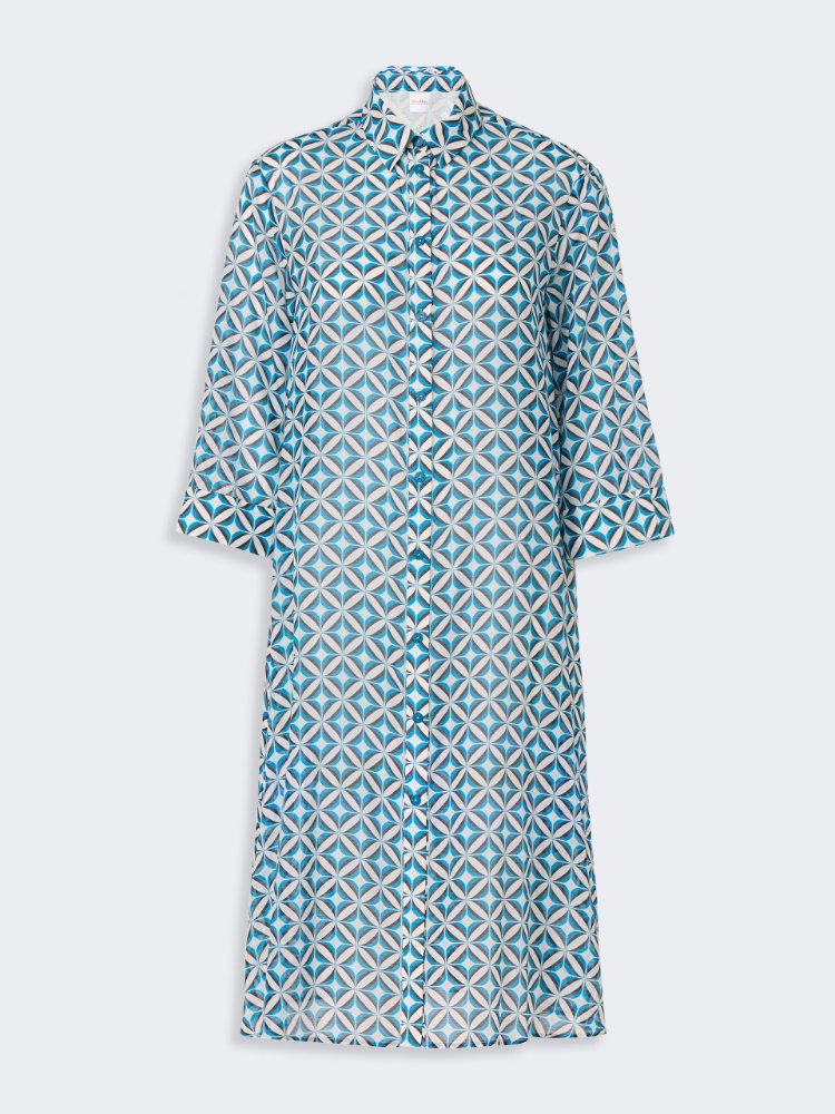Printed silk and cotton shirt dress - OPTICAL WHITE