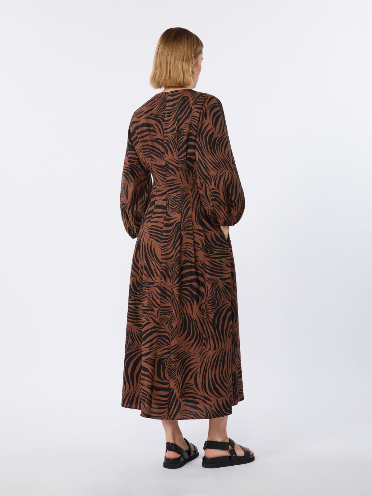 Printed cotton poplin dress - BROWN - Max Mara - 9