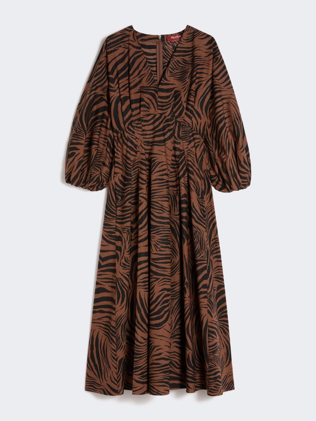 Printed cotton poplin dress - BROWN - Max Mara - 9