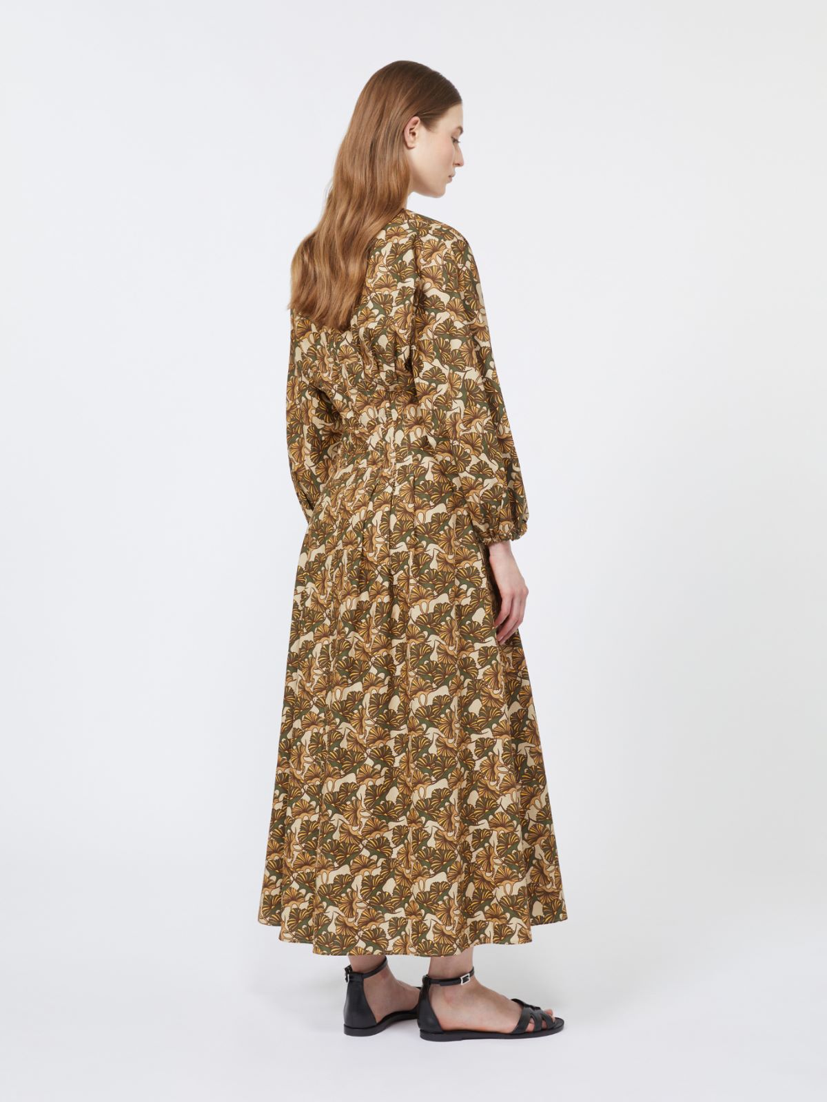 Printed cotton poplin dress - NATURAL - Max Mara - 9