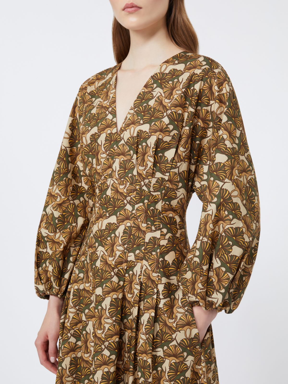 Printed cotton poplin dress - NATURAL - Max Mara - 9