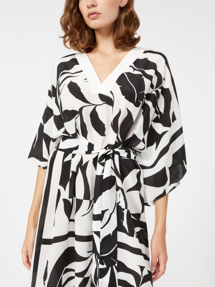 Oversized printed silk dress - BLACK - Max Mara - 4