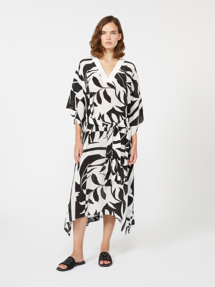 Oversized printed silk dress - BLACK