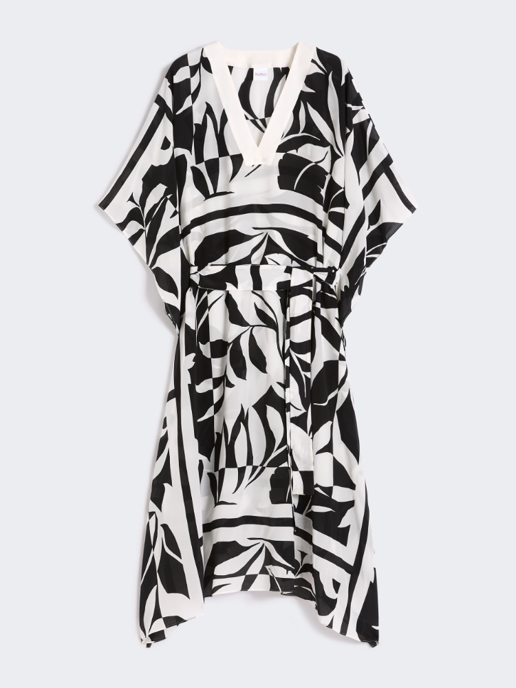 Oversized printed silk dress - BLACK