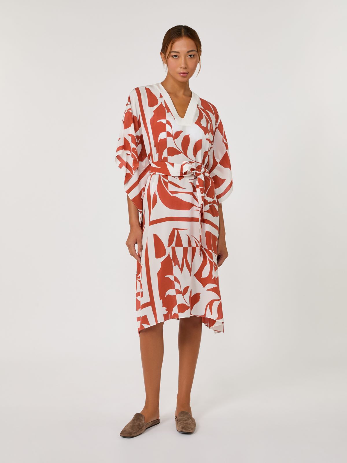 Robe oversize en soie imprimée - ROUILLE