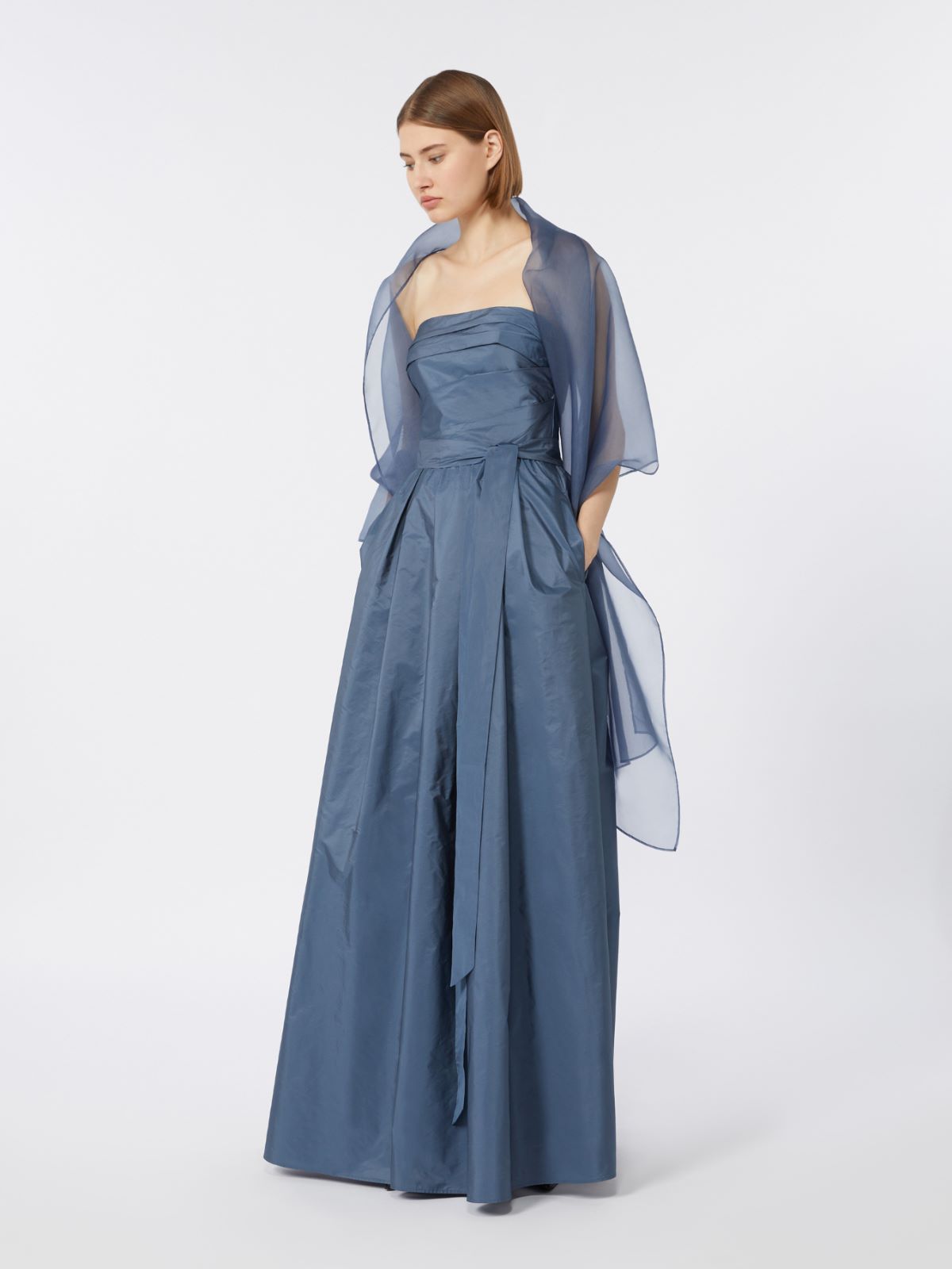 Robe bustier en taffetas - GRIS BLEU - Max Mara