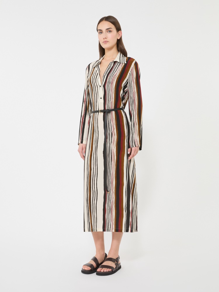 Robe caftan en soie imprimée - BRIQUE ROUGE - 2