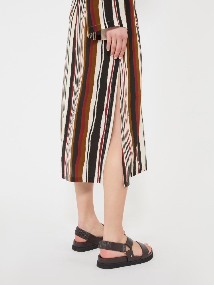 Robe caftan en soie imprimée - BRIQUE ROUGE - 4