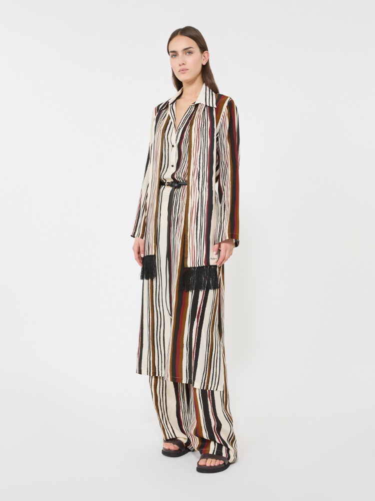 Robe caftan en soie imprimée - BRIQUE ROUGE - 1