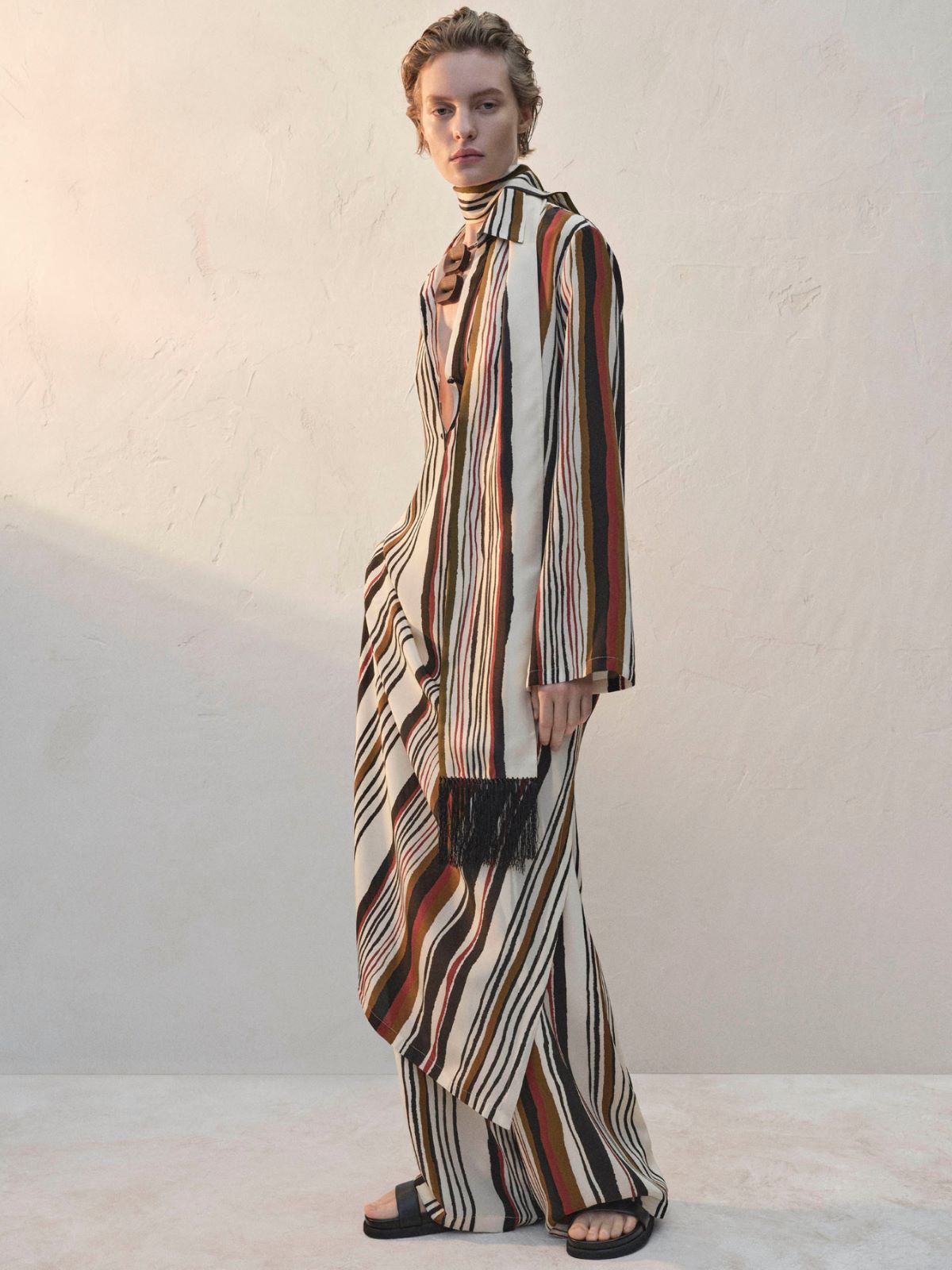 Printed silk kaftan dress - BRICK RED