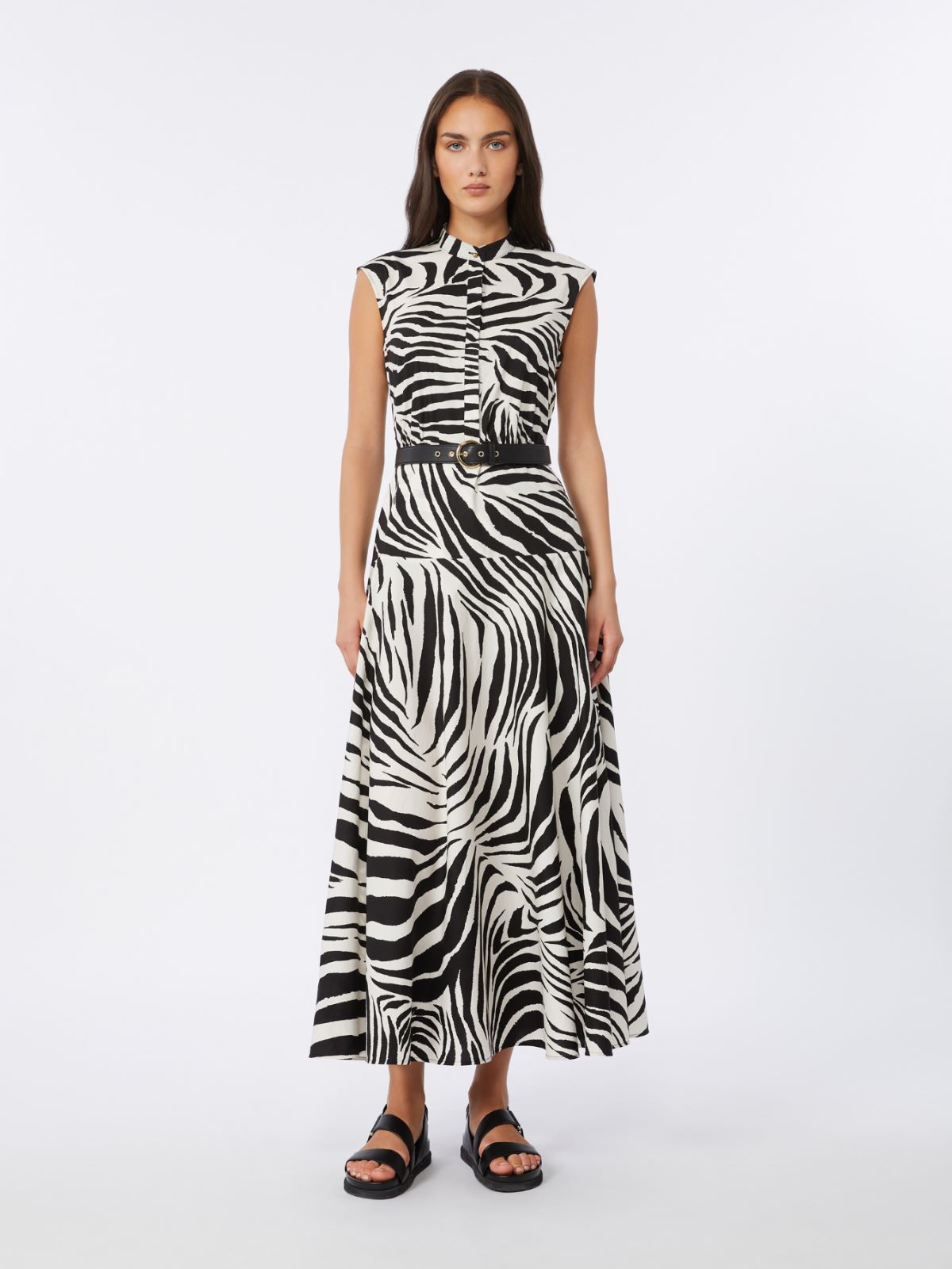 Printed poplin shirt dress - BLACK - Max Mara - 2