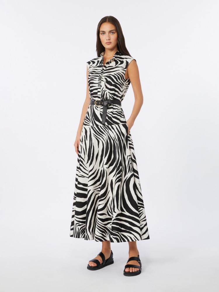 Printed poplin shirt dress - BLACK - Max Mara