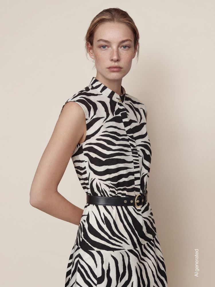 Printed poplin shirt dress + BLACK - Max Mara