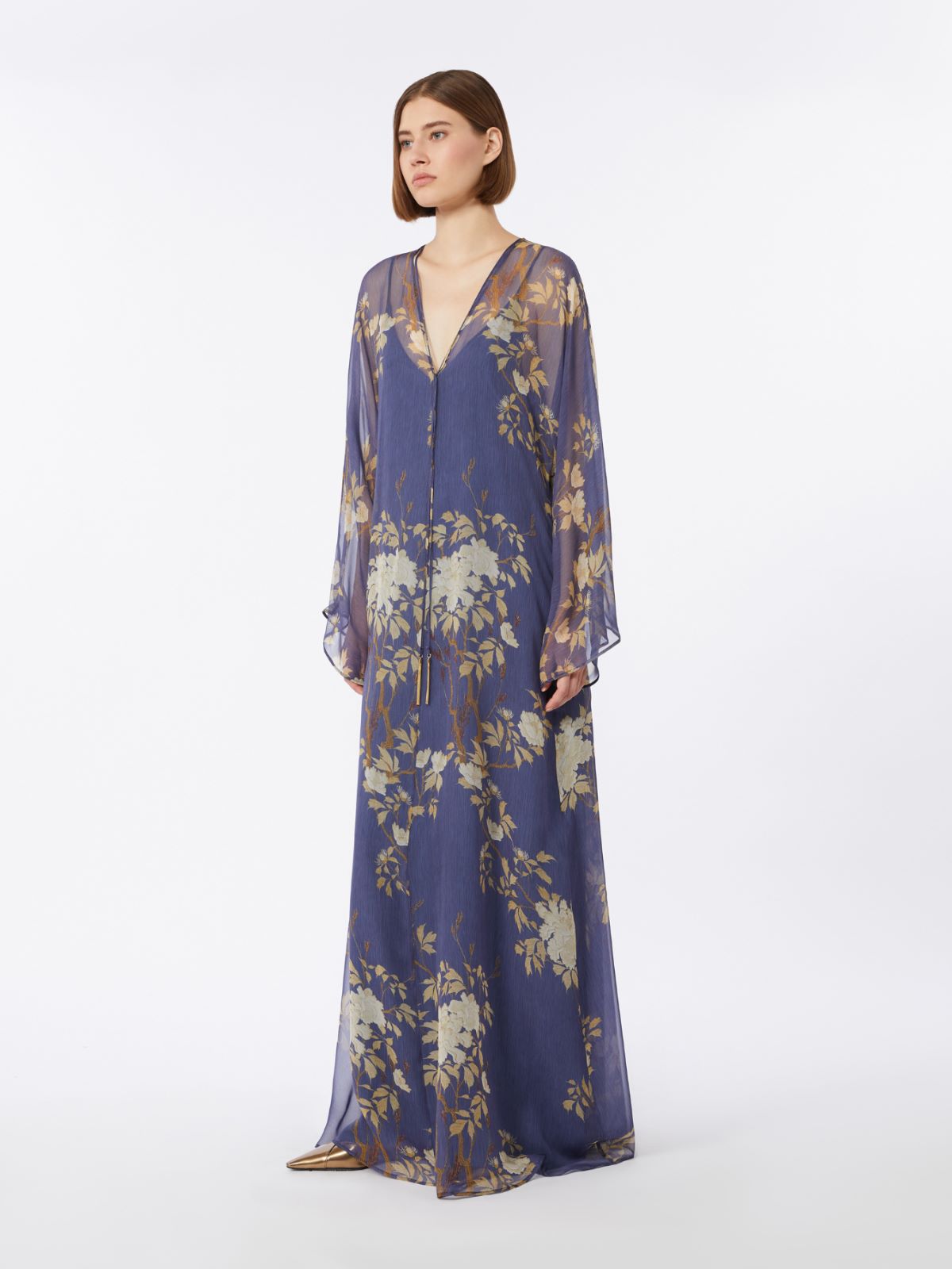 Printed silk kaftan dress - NAVY - Max Mara - 2