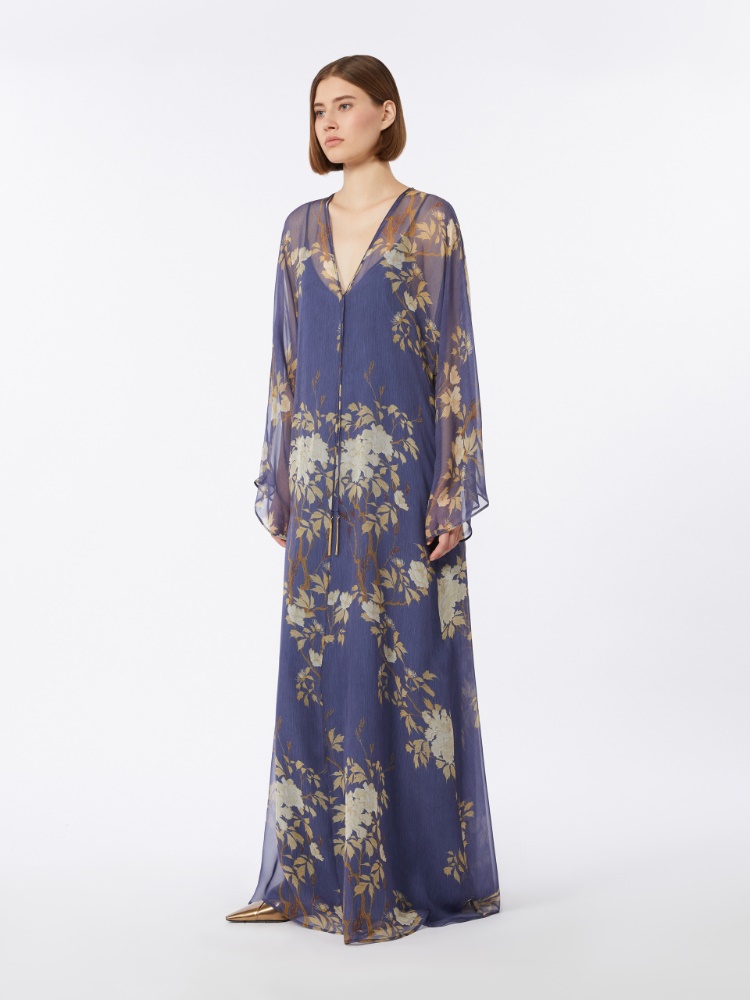 Printed silk kaftan dress - NAVY - Max Mara - 2
