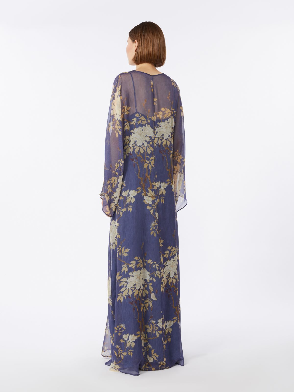 Printed silk kaftan dress - NAVY - Max Mara - 3