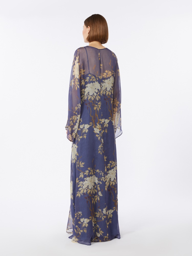 Printed silk kaftan dress - NAVY - Max Mara - 3
