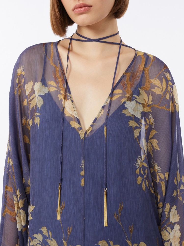 Printed silk kaftan dress - NAVY - Max Mara - 4
