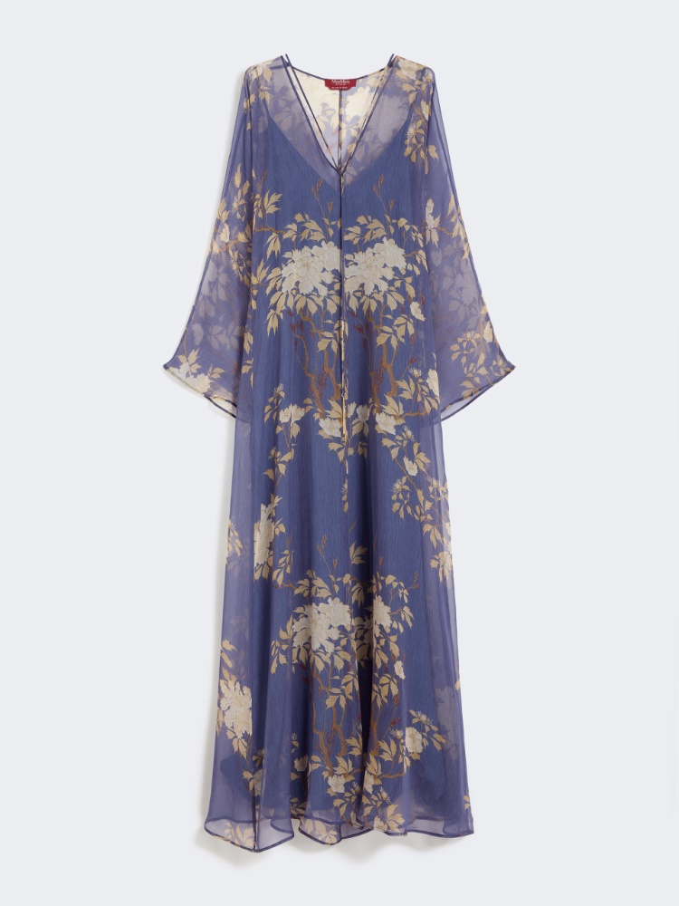 Printed silk kaftan dress - NAVY - Max Mara