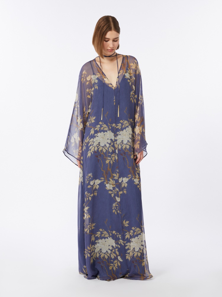 Printed silk kaftan dress - NAVY - Max Mara - 1