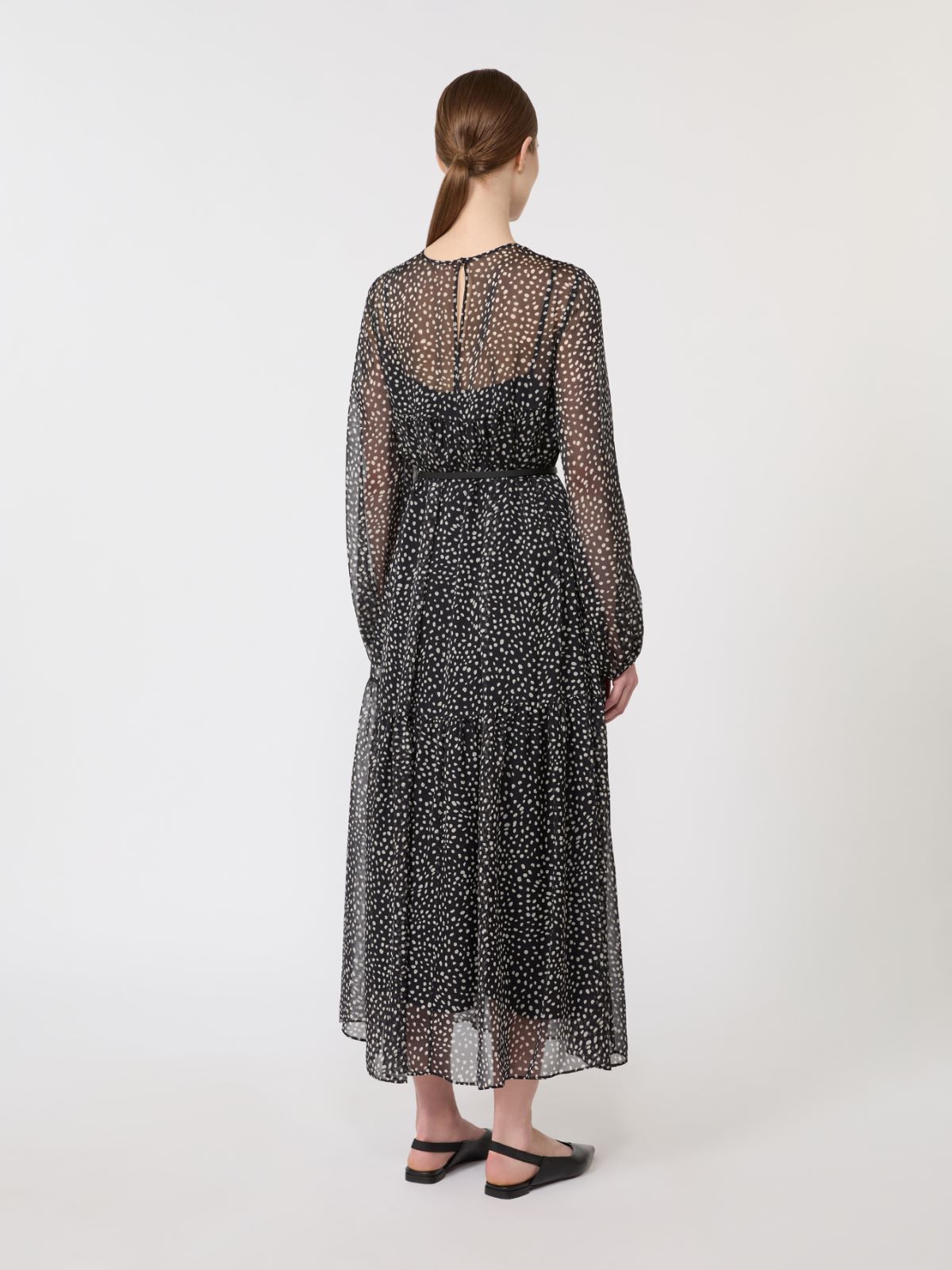 Dress in printed chiffon - BLACK - Max Mara - 5