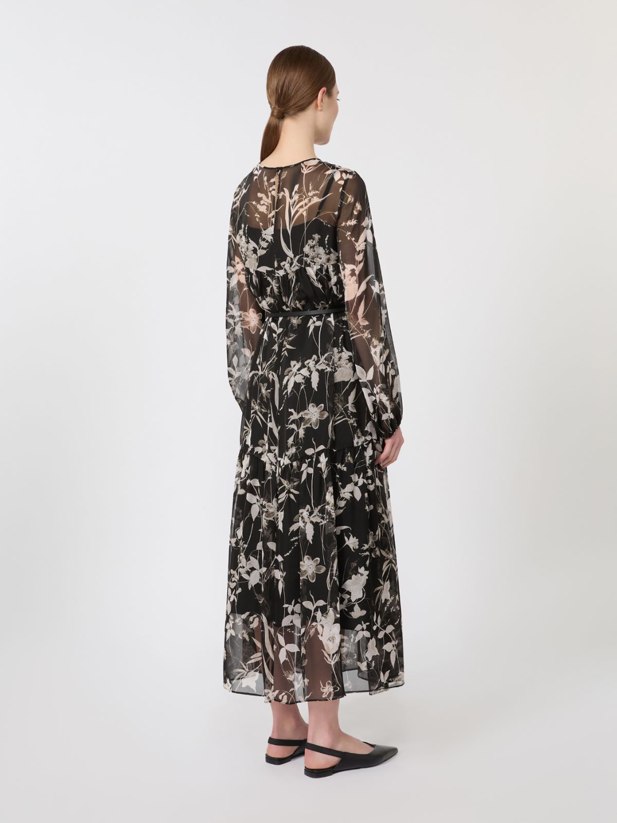 Dress in printed chiffon - BLACK - Max Mara - 5